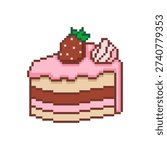 Strawberry Layer Cake With Cream Slice Pixel