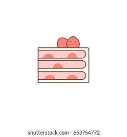 strawberry layer cake with filling, outline icon