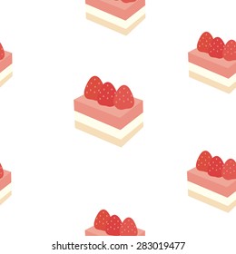 Strawberry layer cake seamless pattern background. vector design illustration.