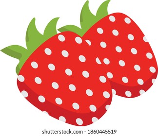 strawberry with leaf Concept Vector Color Icon Design, Tropical exotic fruit shape on white background
