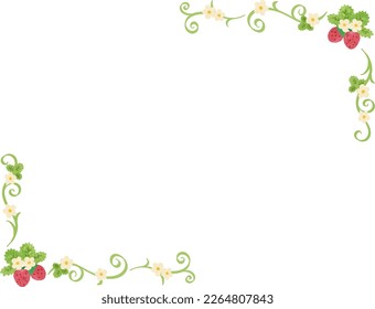 Strawberry and leaf illustration frame material