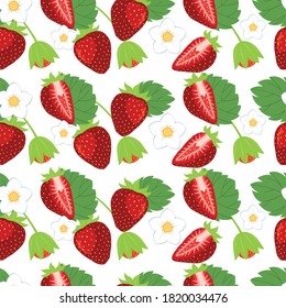 Strawberry and leaf isolated on white background.Strawberry background.