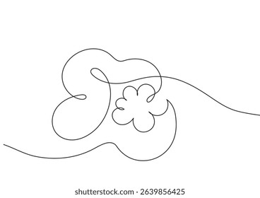 Strawberry leaves and flower graphic in one line vector