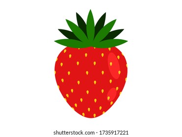 strawberry with leaves. Healthy food and delicious food. Vector graphics on a white background.