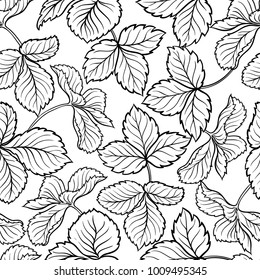 strawberry leaves seamless pattern