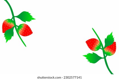 strawberry with left isolated white background