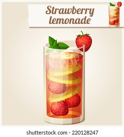 Strawberry lemonade. Detailed Vector Icon. Series of food and drink and ingredients for cooking.