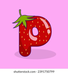 strawberry letter icon logo illustration