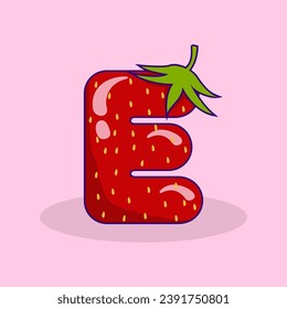 strawberry letter icon logo illustration