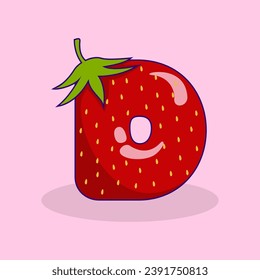 strawberry letter icon logo illustration