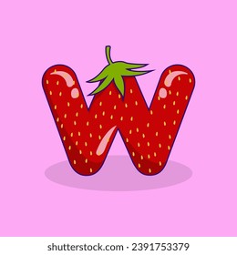 strawberry letter icon logo illustration