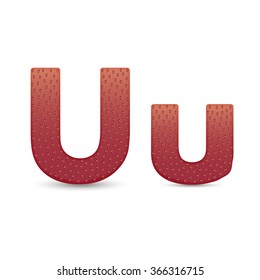 strawberry letter U on white background