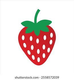 Strawberry Line Art Flat Vector Icon.