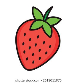 strawberry line art vector on white background.