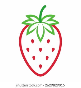 Strawberry line art vector on white background.