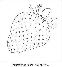 Strawberry line drawing vector. Isolated icon. Fruits Vector. Design linear artwork element. Flat design. one-line object.
