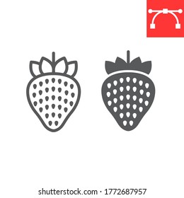 Strawberry line and glyph icon, food and keto diet, berry sign vector graphics, editable stroke linear icon, eps 10