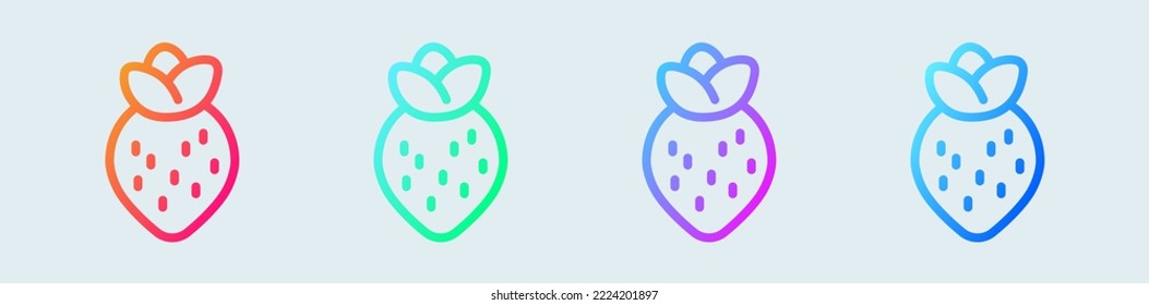 Strawberry line icon in gradient colors. Fruit signs vector illustration.