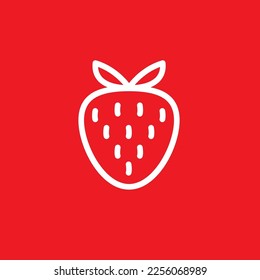 Strawberry line icon, graphic resource template, vector illustration.