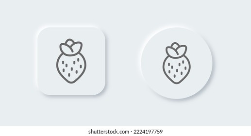 Strawberry line icon in neomorphic design style. Fruit signs vector illustration.