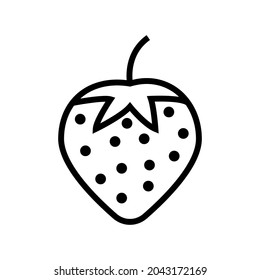 Vector de icono de línea de fresa en fondo blanco