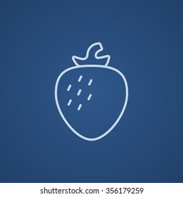 Strawberry line icon for web, mobile and infographics. Vector light blue icon isolated on blue background.