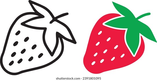 Strawberry line and solid icon, fruits concept, Strawberries sign.