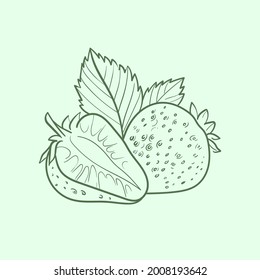 Ilustración vectorial de la línea de fresa. Icono de Comida detallada para concepto móvil, impresión, menú y aplicaciones web. Para restaurante, bar, vegano, comida saludable y orgánica, mercado, mercado de agricultores.