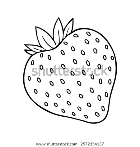 strawberry line vector illustration,isolated on white background,top view