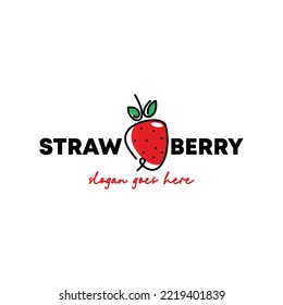 Strawberry Logo Design Concept for Business and Branding. Fresh Fruit Logo Template Vector. Strawberry Logo Template