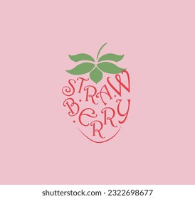 strawberry logo design on pink background