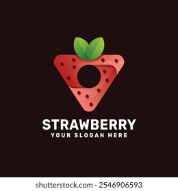 Design de logotipo de morango. Ícone de morango vermelho