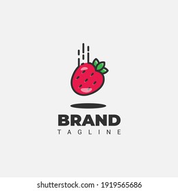 Strawberry logo design, vector illustration, flat design, isolated white background