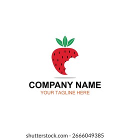 Erdbeer-Logo-Design, Vektorlogo, Illustration Logo-Design