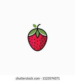 Strawberry Logo Icon Design Template. Fruit, Fresh, Red, Vector Illustration