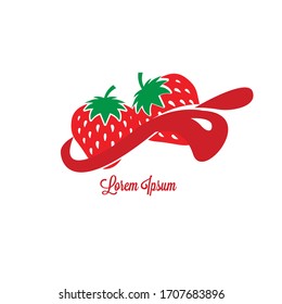 Erdbeeren-Logo-Symbol. Moderne Vektorillustration Illustration von Erdbeeren. Früchte ein süßes Dessertkonzept. Das Emblem der Beerenobst.
