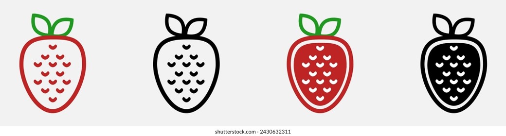 Strawberry logo icon set. Garden or forest berry