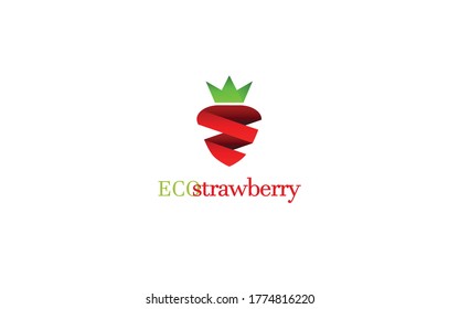 Strawberry logo icon with spiral element. Modern vector illustration of Strawberry. Fruit a sweet dessert concept. The emblem of berry fruit.