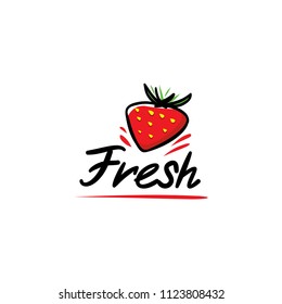 Strawberry logo icon with splash element