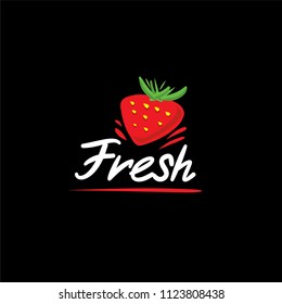 Strawberry logo icon with splash element