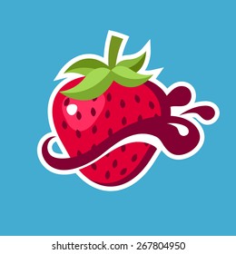 Strawberry logo icon with splash element