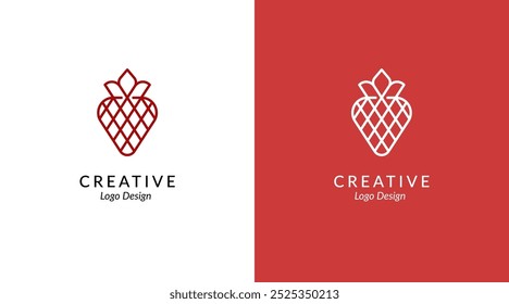 Vetor de ícone de logotipo de morango. Ilustração de design de logotipo de morango simples moderno