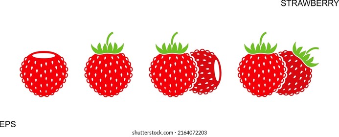 Strawberry logo.  Isolated strawberry on white background