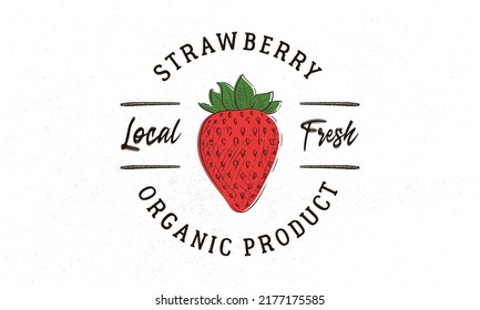 Strawberry logo, label template. Vintage typography. Strawberry logo, label, stamp, poster.