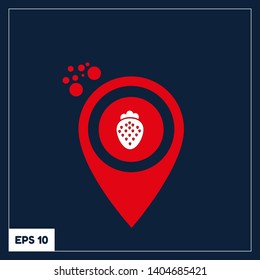 strawberry logo and map pin. strawberry logo concept