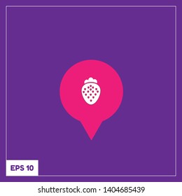 strawberry logo and map pin. strawberry logo concept