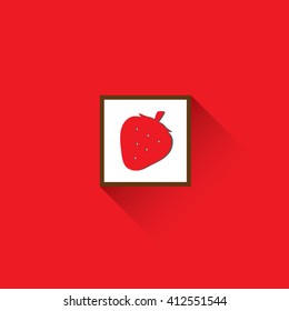 strawberry logo in red background