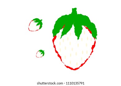 Strawberry logo with rough line in white background