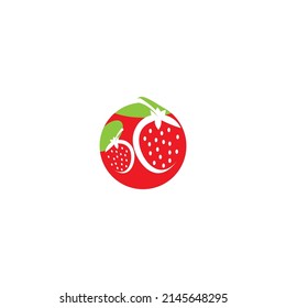Strawberry logo vector illustration design template.