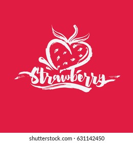 Strawberry Logo Vector Paint Stroke Style